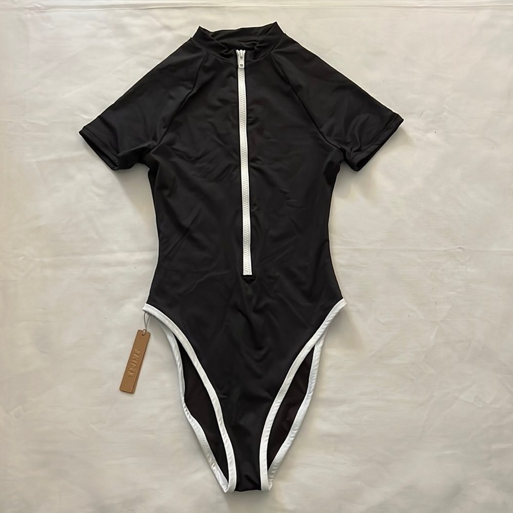 SKIMS ZIP-UP SWIM MOCK NECK ONE PIECE